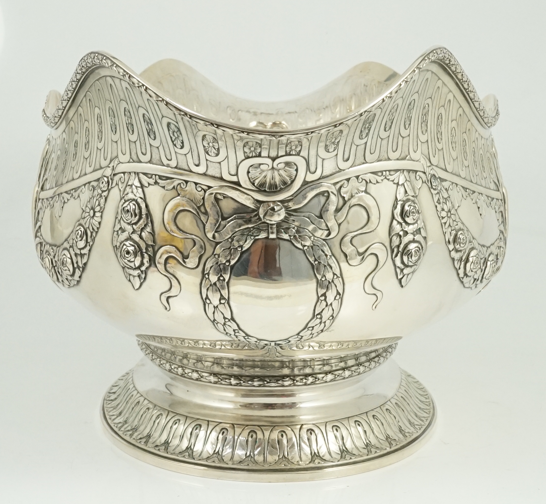 A large early 20th century Danish silver oval punch bowl, by Aage Valdemar Dragsted